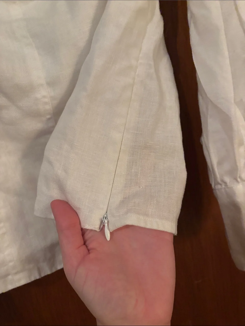 Reformation White Linen Square-Neck Puff Sleeve Blouse